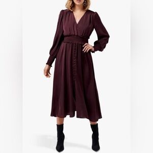 Ever New Brand Evie dress in dark plum.